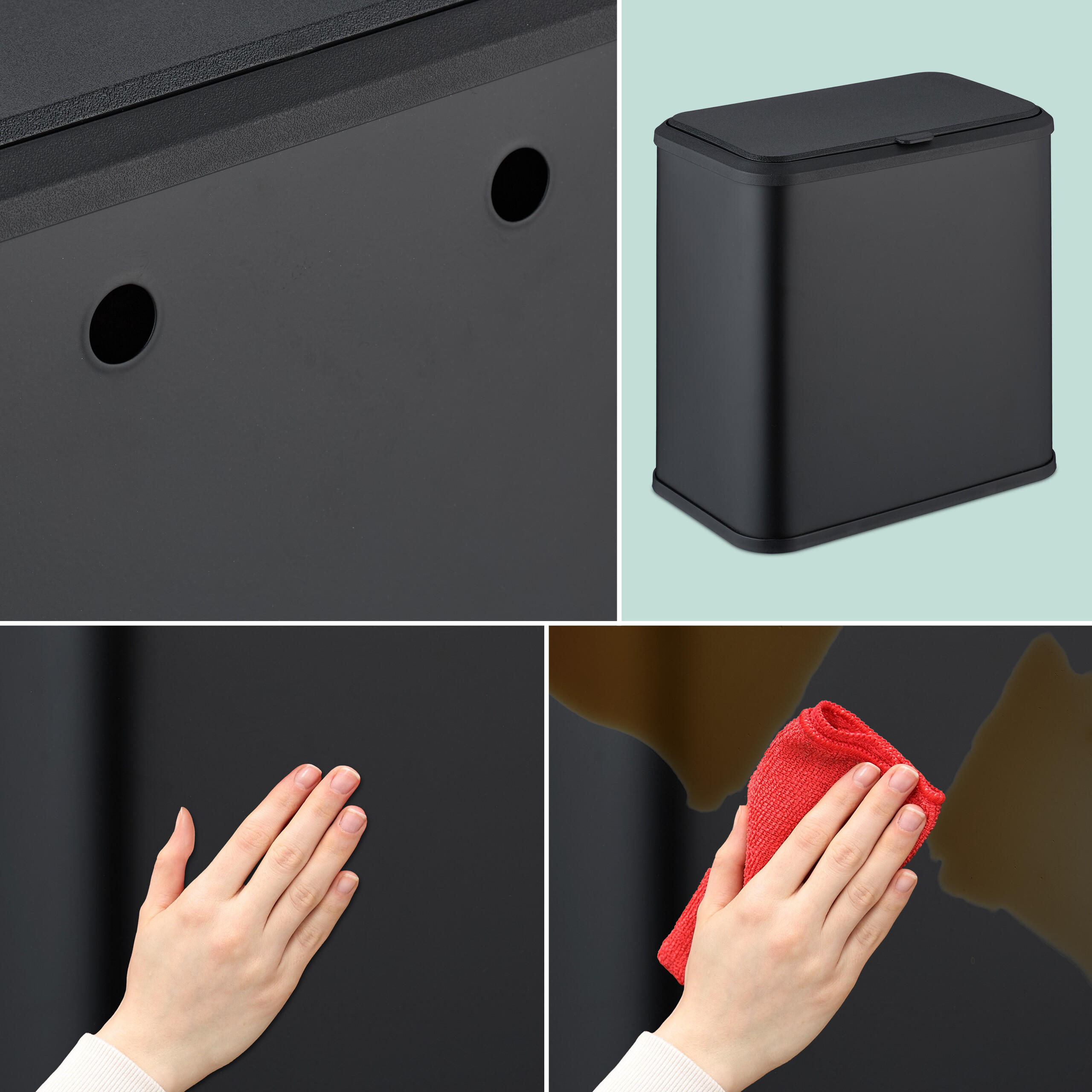 MÜLLEIMER - Schwarz, Kunststoff/Metall (25.5/25/15.5cm) - Relaxdays