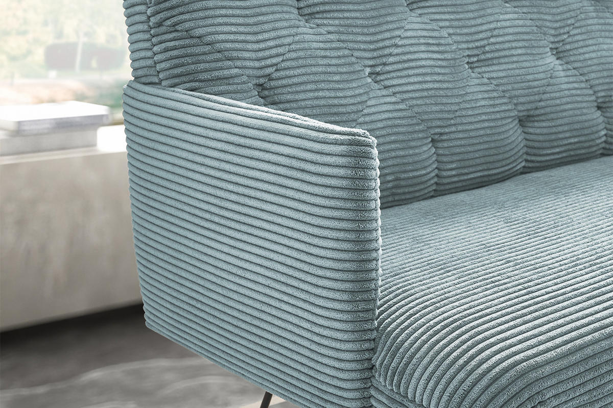 ESSZIMMERBANK CHARME Hellblau Cord - Hellblau, Textil (166/85/69cm) - KAWOLA