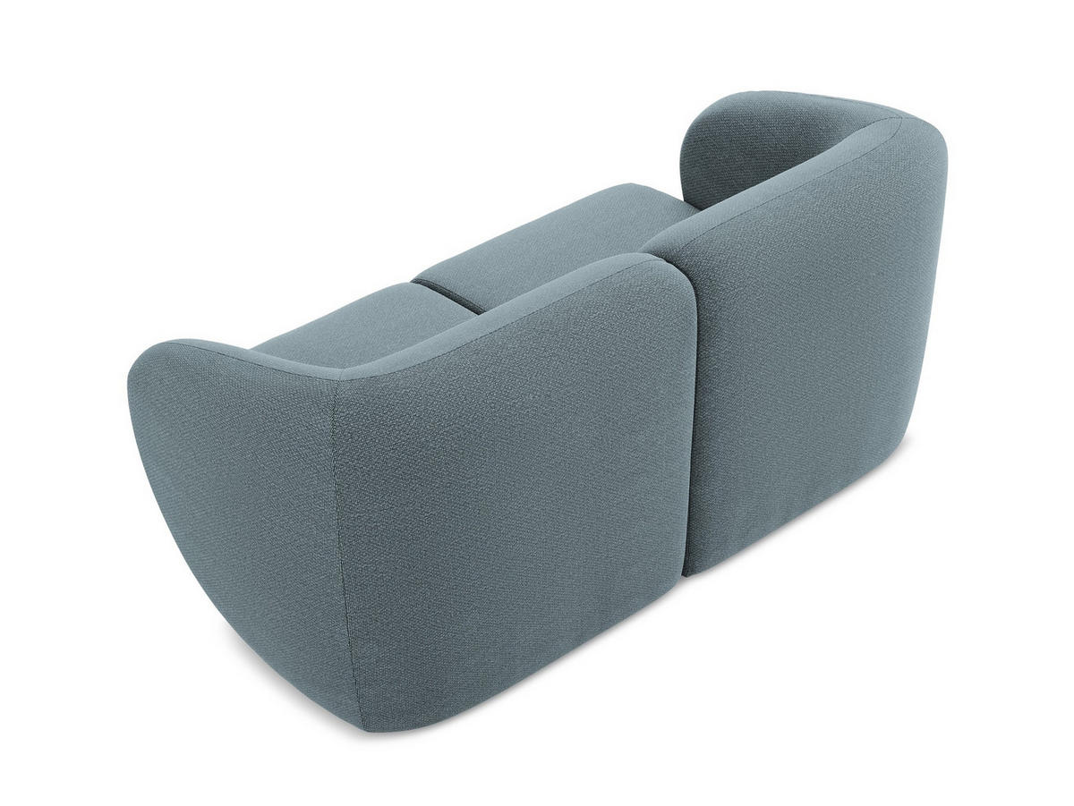 2-SITZER-SOFA Bouclé Stoff Blau - Blaugrau/Schwarz, Holzwerkstoff/Kunststoff (174/75/94cm) - Makamii