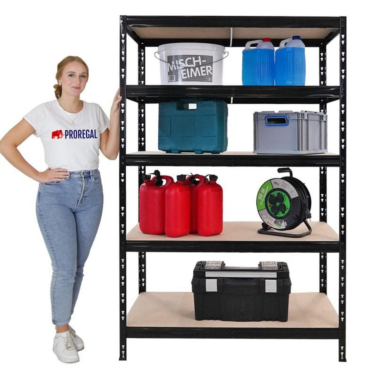 SCHWERLASTREGAL Tiger HxBxT 180x120x60 cm Fachlast 265kg Schwarz - Schwarz, Metall (120/180/60cm) - PROREGAL