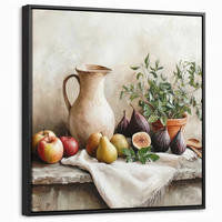 LEINWAND Bilder mit Rahmen - Obst - Kräuter - Ländlich - 50x50 - Naturfarben, Textil (50/50cm) - MuchoWow