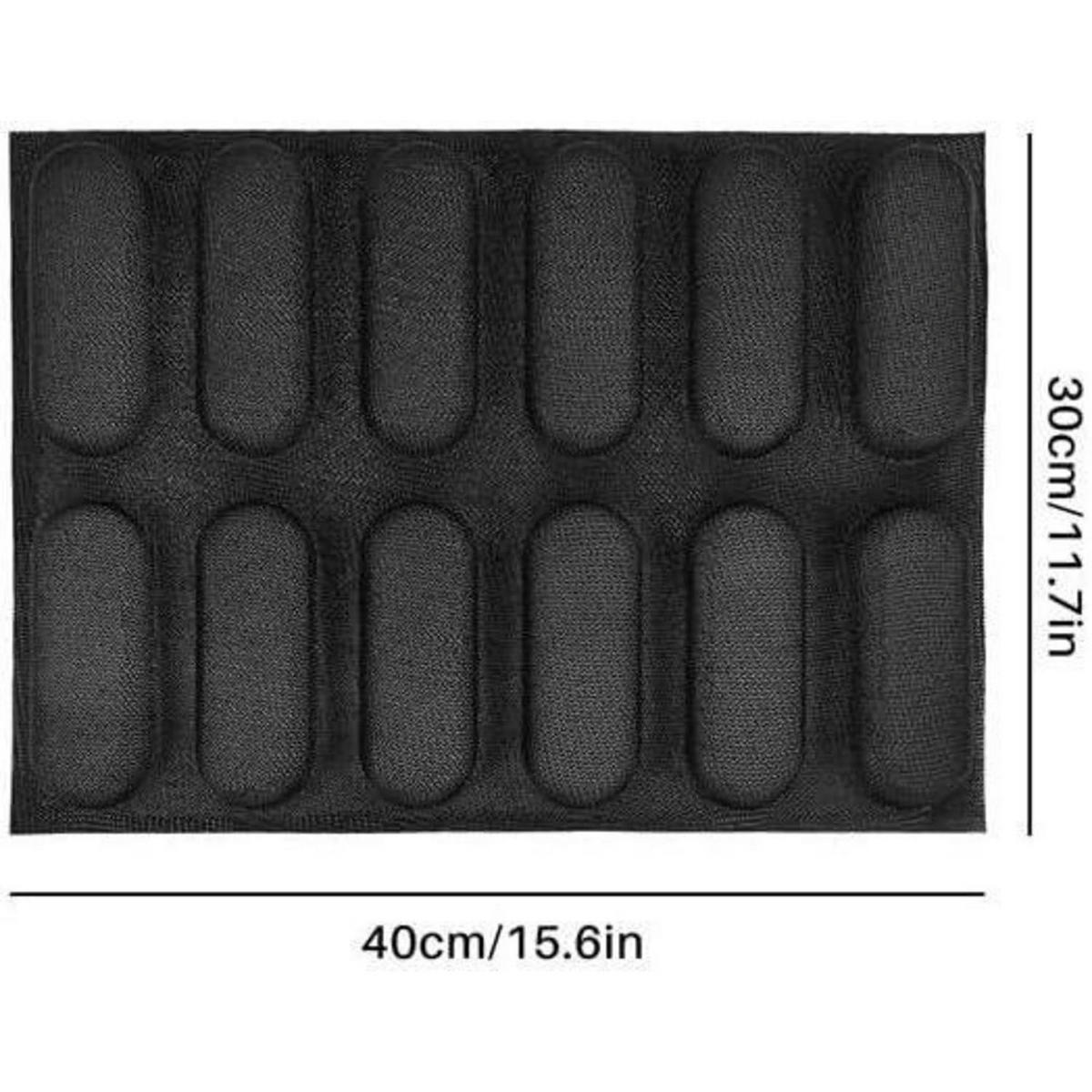 BROTBACKFORM Silikon 12er Baguetteform Antihaft Schwarz - Schwarz, Kunststoff (30/2.2/40cm)