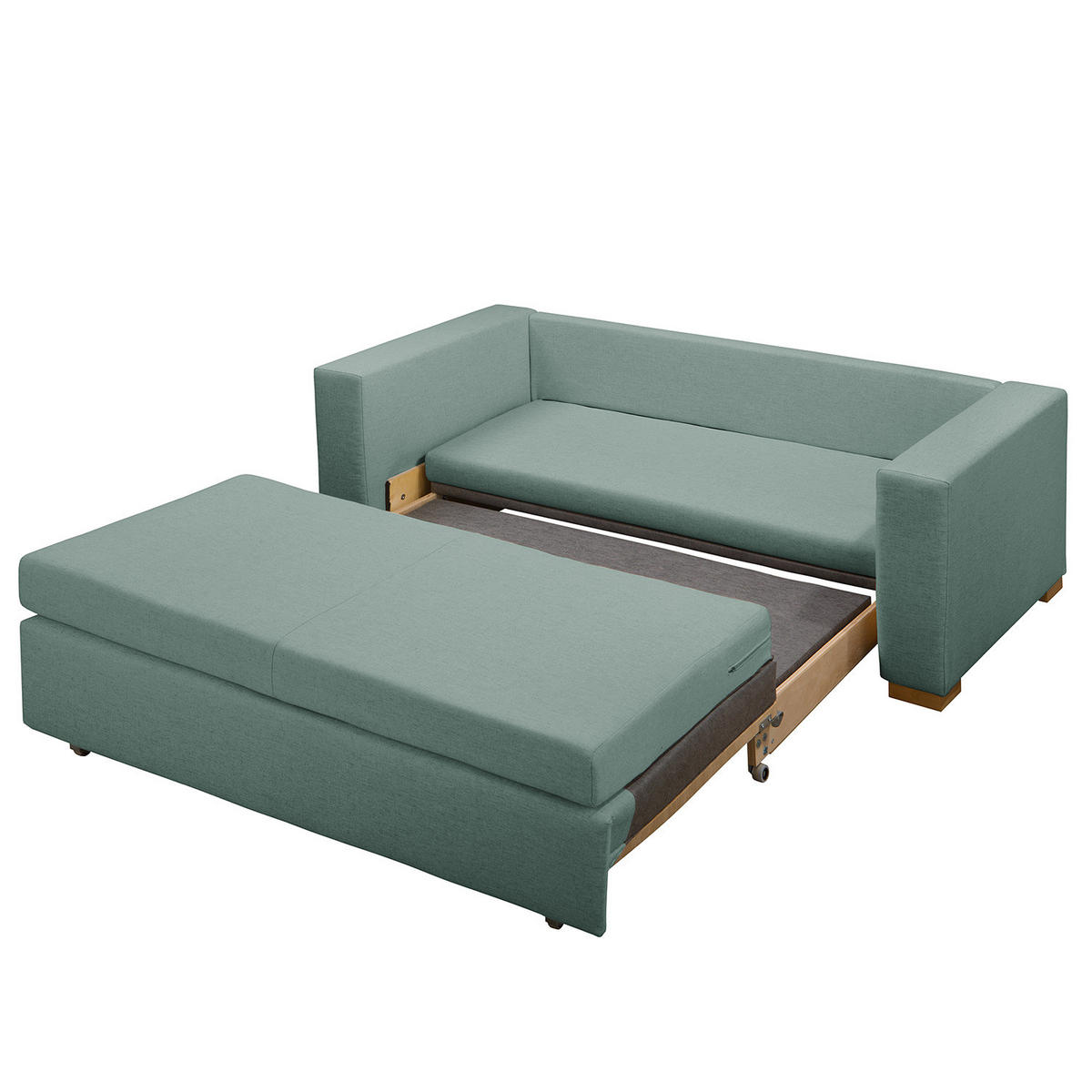 SCHLAFSOFA - Hellbraun/Mintgrün, Textil (173/90/90cm) - home24