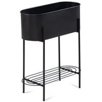 PFLANZKÜBEL Metall Schwarz 51x65x22 cm mit Gestell und Ablage rechteckig - Schwarz, Metall (65cm) - KADIMA DESIGN