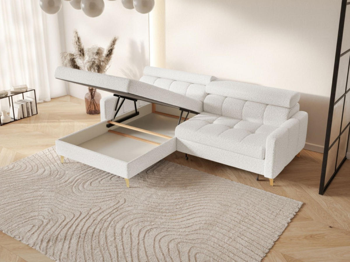 ECKSOFA Milch BAMBINO Mit Verstellbaren Kopfstützen Links - Weiß, Textil (223/174cm) - Sepro Meble
