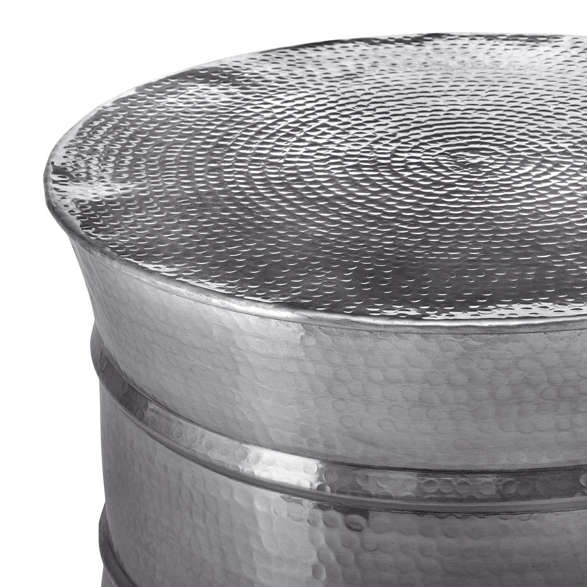 COUCHTISCH rund Ø62x33 cm Silber aus Aluminium Hammerschlag Design - Grau, Metall (62/62/33cm) - WOMO-DESIGN