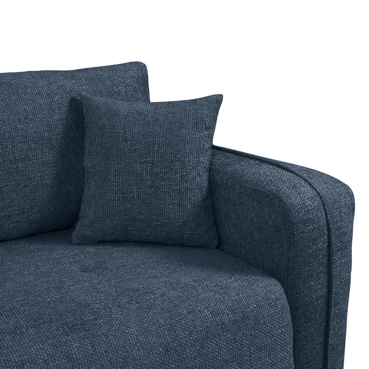 ECKSOFA mit Schlaffunktion - 244 cm - Blaugrau/Schwarz, Kunststoff/Textil (244/145cm) - home24