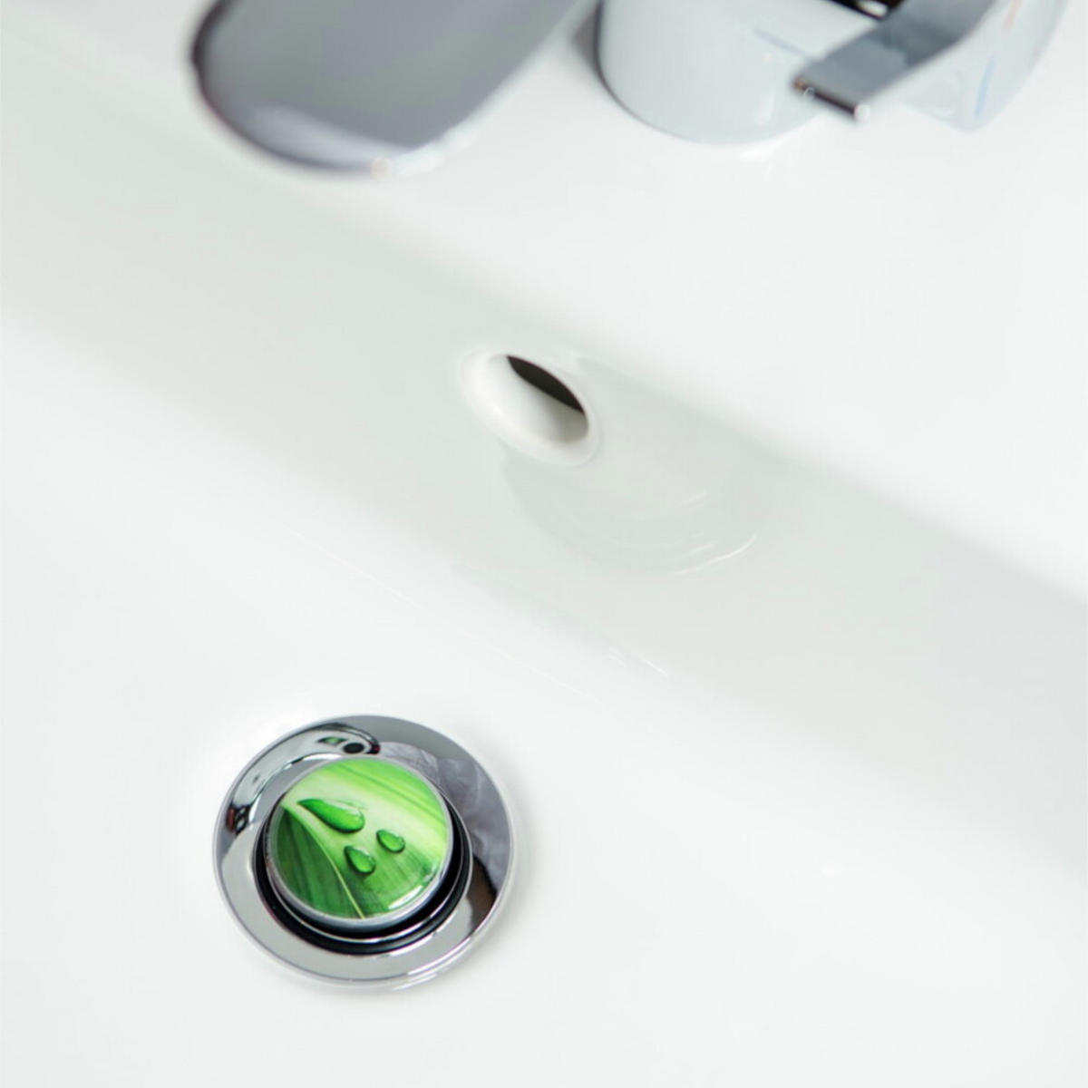 WASCHBECKENSTÖPSEL Green Leaf - Grün, Kunststoff/Metall (4/7/7cm) - Sanilo