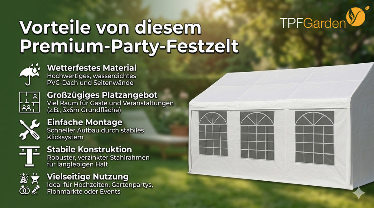 DACHPLANE Livingston - Zeltabdeckung für 4x8 Meter, PVC weiss 480g/m². BxTxH: 800x400x310 cm - Weiß, Kunststoff (800/0.3/400cm) - TPFGarden