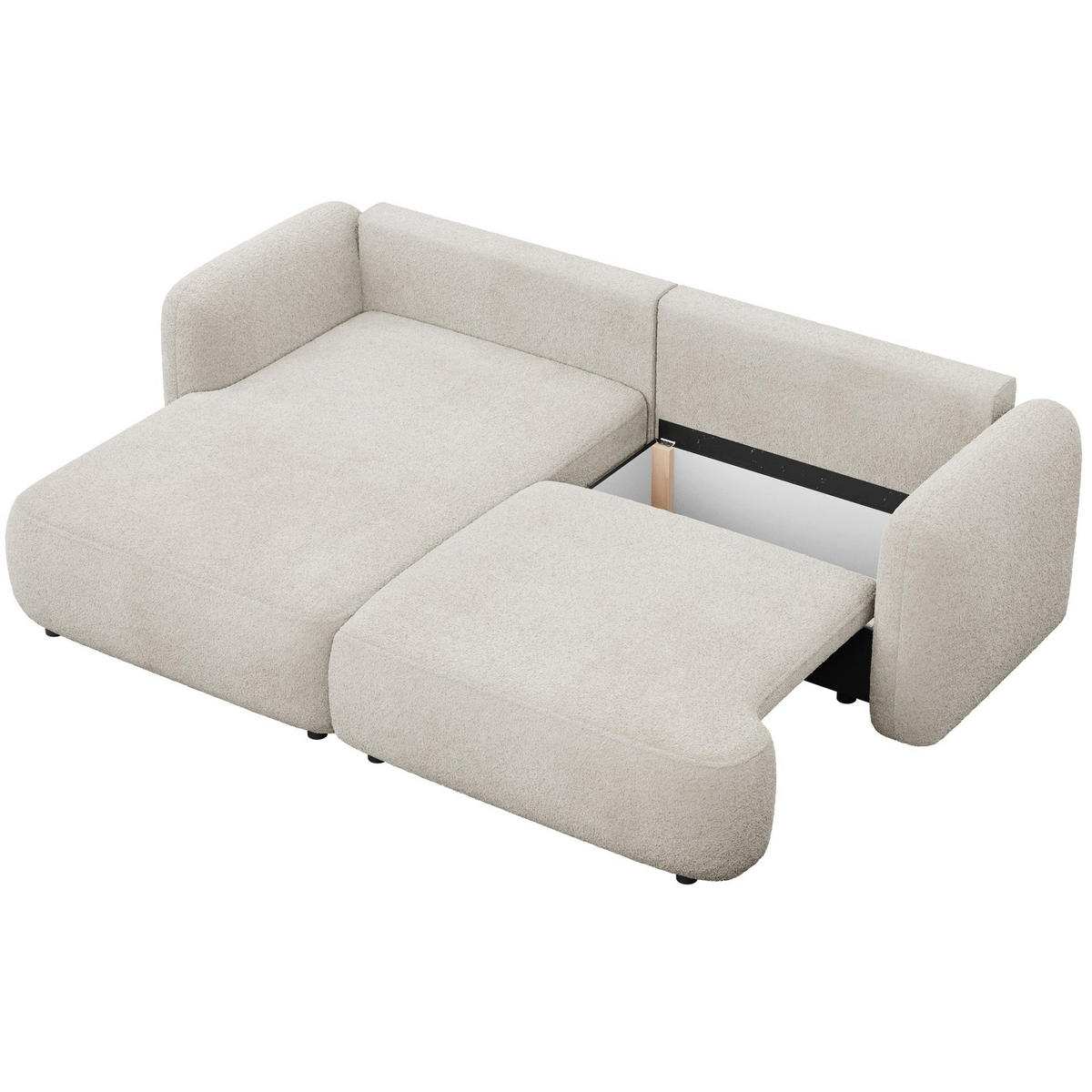 ROHOVÁ pohovka Tvoya, světle béžové bouclé - černá/ecru, textil/plast (267/175cm) - Selsey