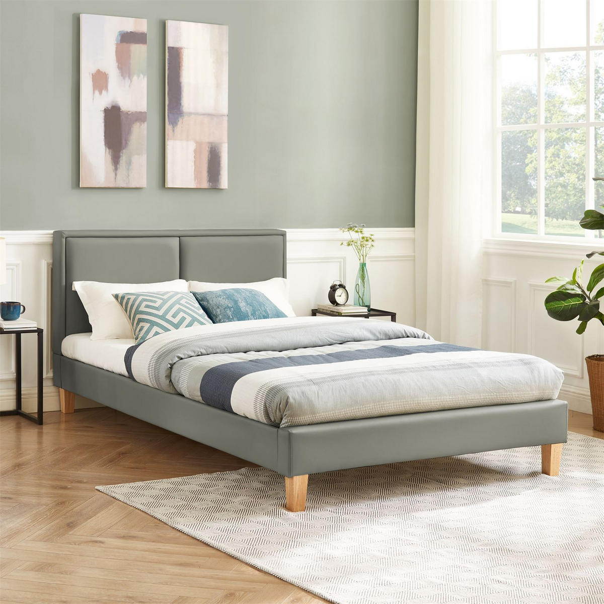 POLSTERBETT CELINE 120X200 CM - Grau, Textil (120/200cm) - CARO-Möbel