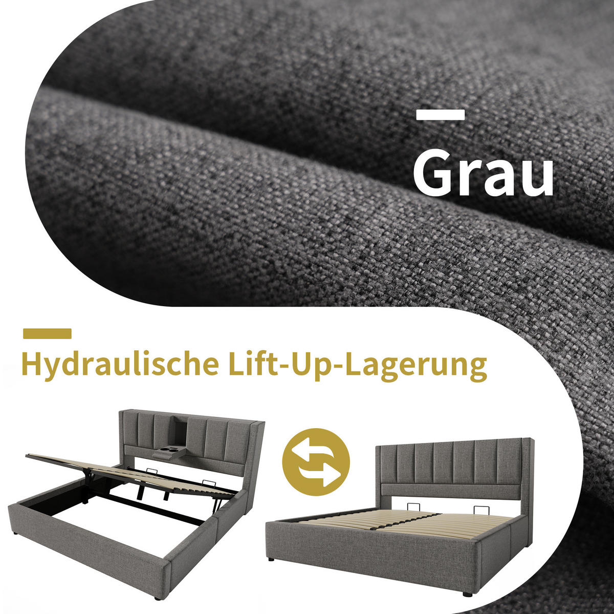 POLSTERBETT 140/200 cm aus Samt mit Blüten-Kopfteil Beige - Beige, Textil (140/200cm) - Modenvie