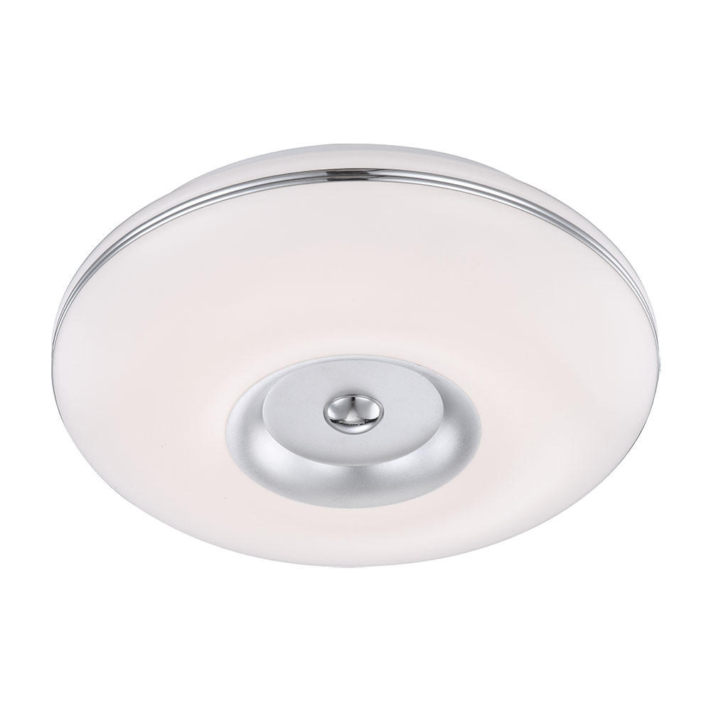 LED DECKENLEUCHTE BOMBA Nickel Matt Weiß - Weiß, Metall (34/34/8.7cm) - Globo Lighting