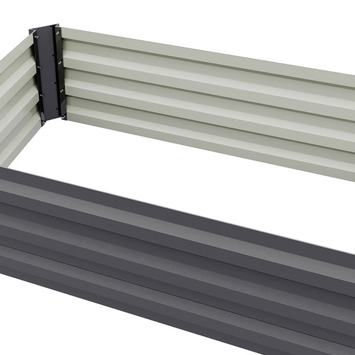 HOCHBEET-PFLANZKASTEN aus verzinktem Stahl in Grau Creme Rechteckig für Garten Balkon 100x60x30cm 4,2 kg - Grau, Metall (60/30/100cm) - Livingandhome