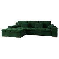 ECKSOFA Bangkok, Seite: Links - Waldgrün/Silberfarben, Holz/Textil (310/175cm) - MIRJAN24