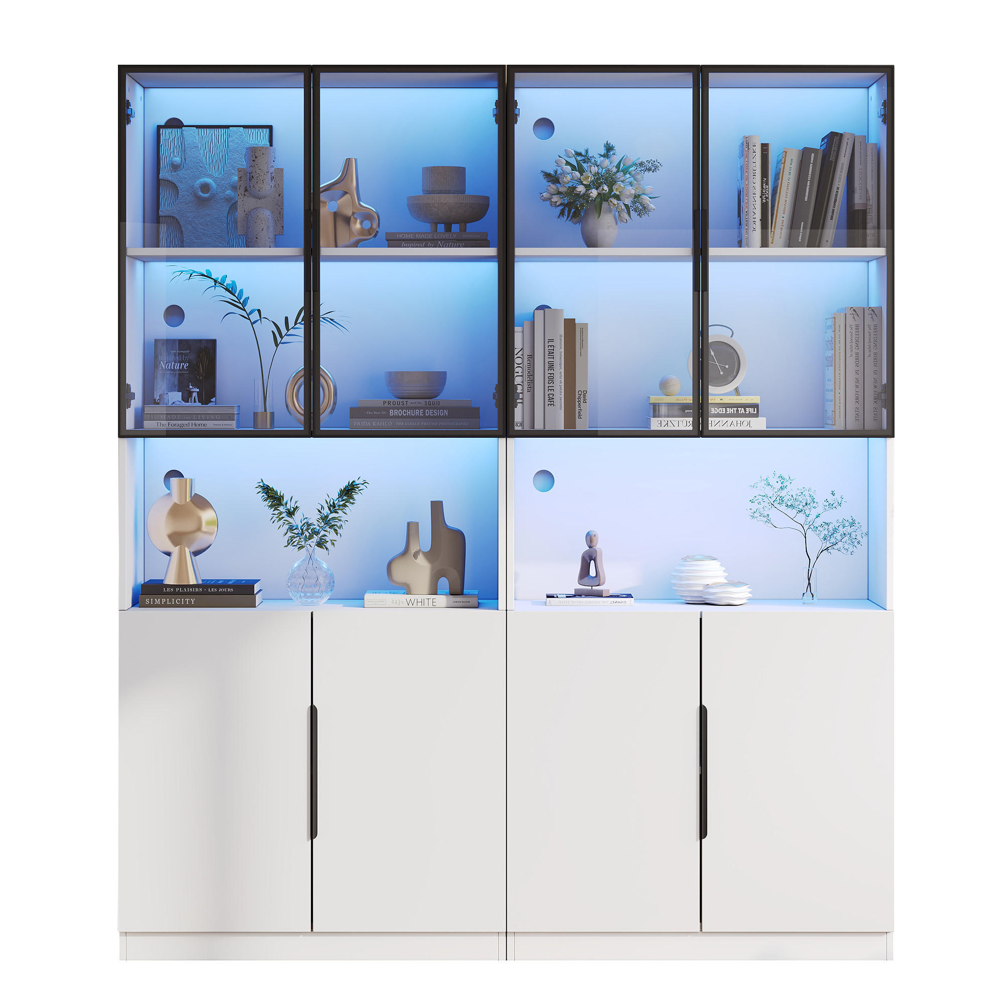 VITRINE Weiß 160/30/200 cm - Weiß, Holzwerkstoff (160/200/30cm) - PANGIVO