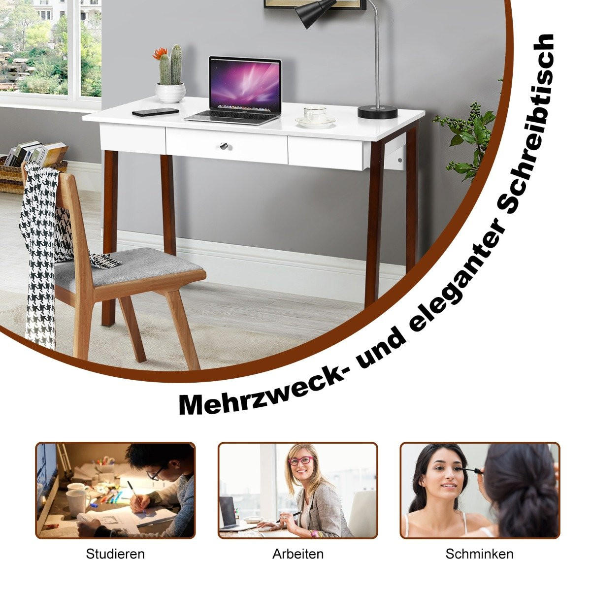 SCHREIBTISCH Braun MDF 106/50/75 cm - Braun, Holzwerkstoff (106/50/75cm) - Gemütlich Home