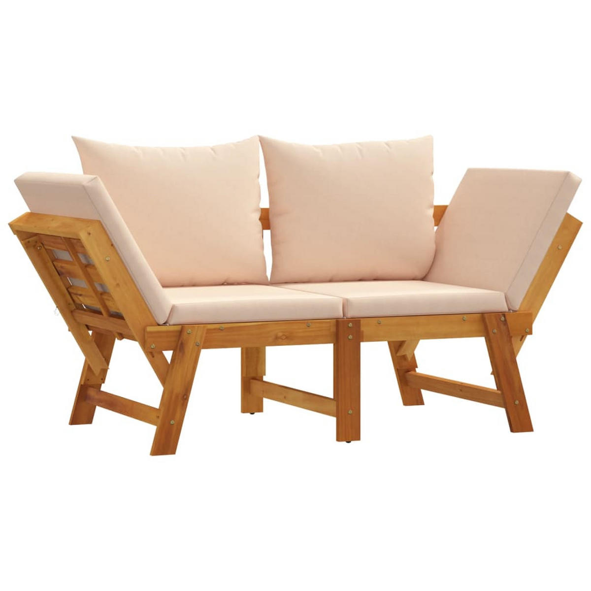 GARTENBANK mit Kissen 2-in-1 Massivholz Akazie - Braun, Holz (200/66/74cm) - furnicato