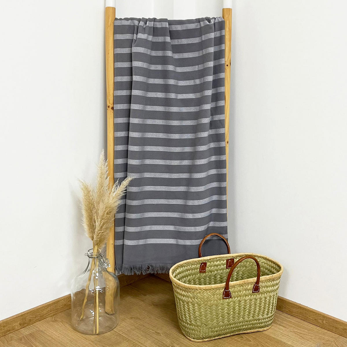 HAMAMTUCH mit Frotteefutter Alanya Grau 90x160 400g/m² - Grau, Textil (90/160cm) - LE COMPTOIR DE LA PLAGE