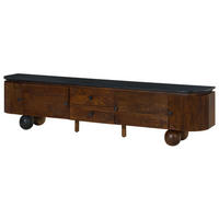 TV-BOARD Mango 220x40x50 dunkelbraun lackiert / Marmor schwarz FLORENZ #202 - Dunkelbraun, Holz (220/50/40cm) - Massivmoebel24