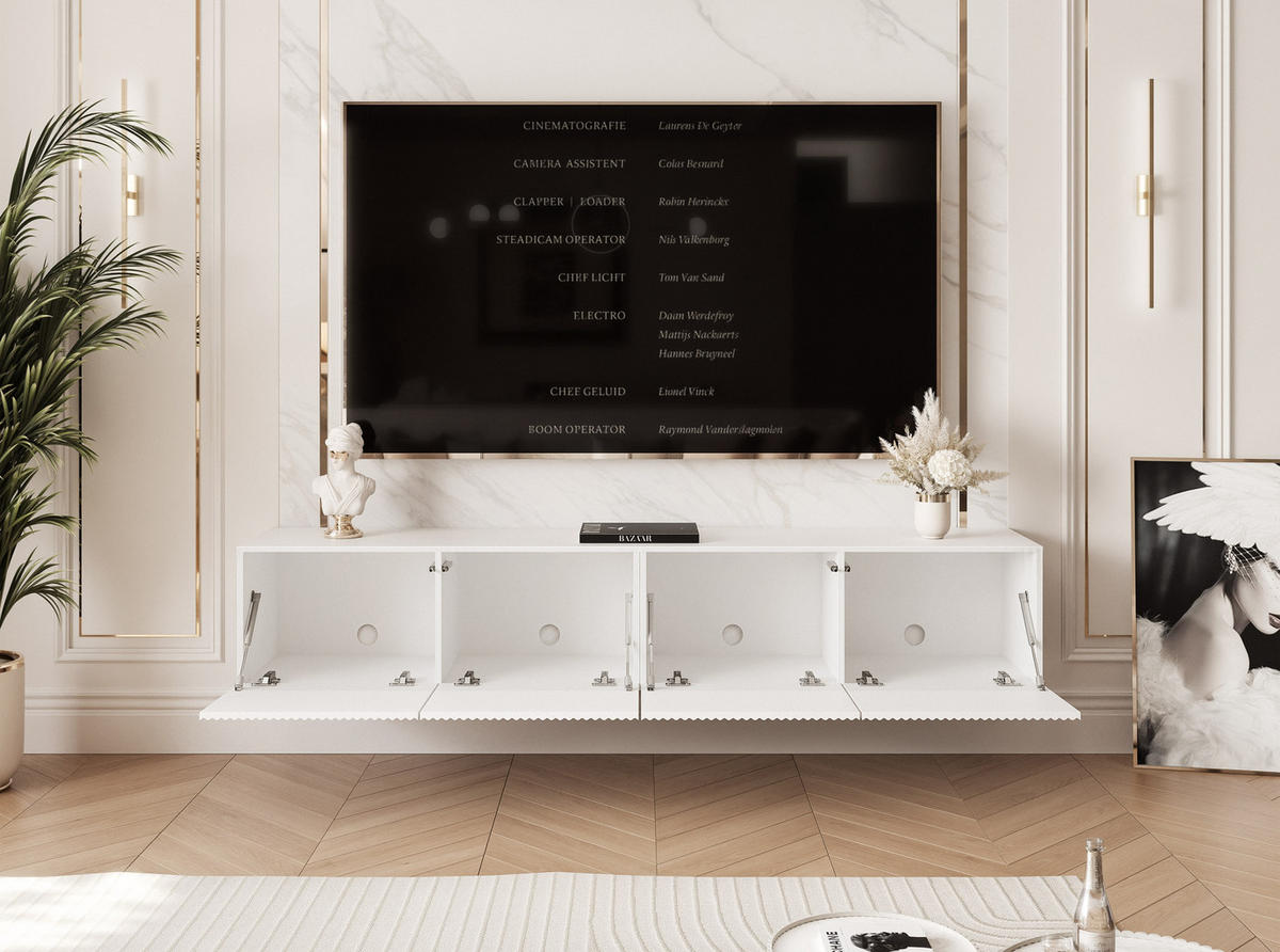 TV-LOWBOARD ANGEL Weiß hängend mit LED-Beleuchtung 200 cm - Weiß, Holzwerkstoff (200/36/40cm) - Idohome