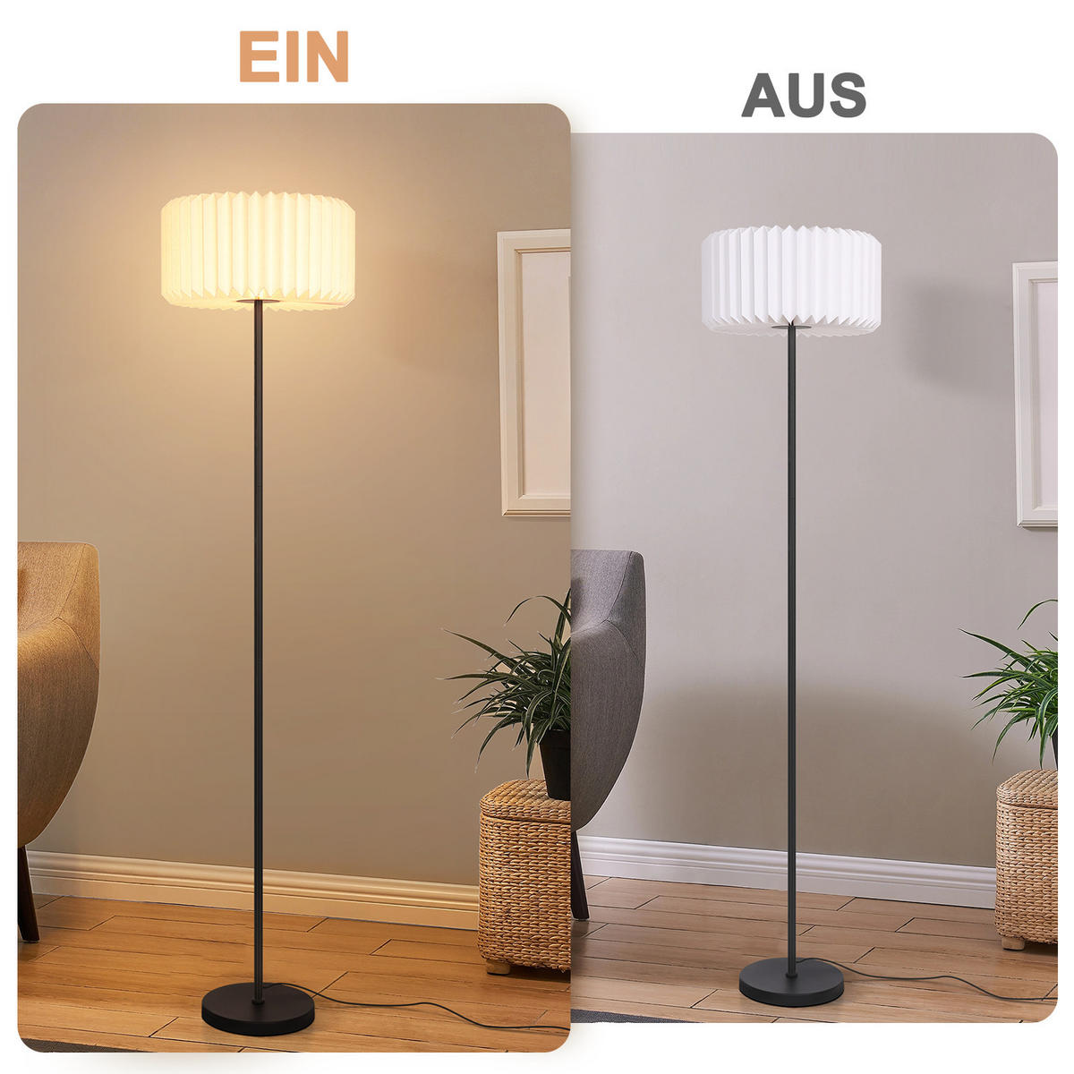 STEHLAMPE Glanzar 152.0/35.0/35.0 cm - Weiß, Karton (152/35/35cm) - ZMH