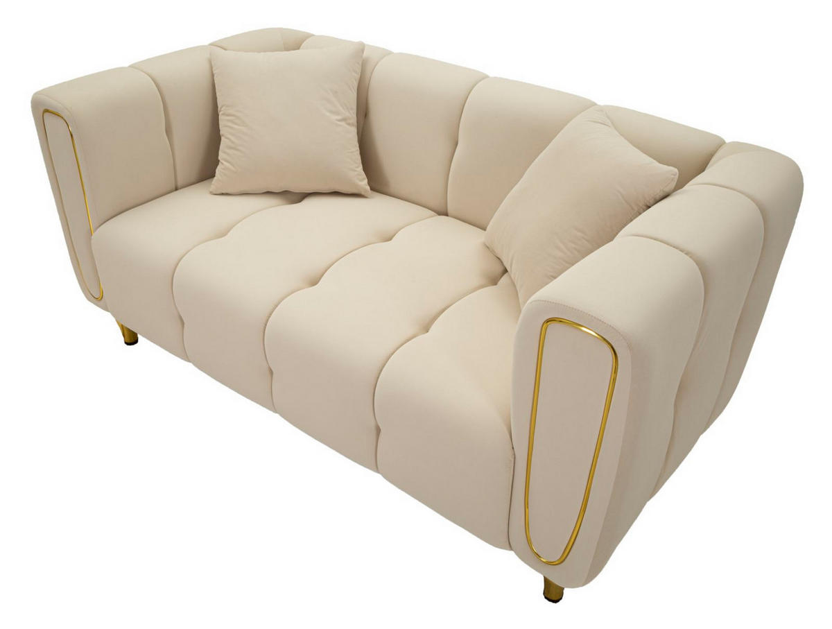 2-SITZER Sofa Samt Alma - Beige - Beige, Textil (81/71/155cm) - Pasmara