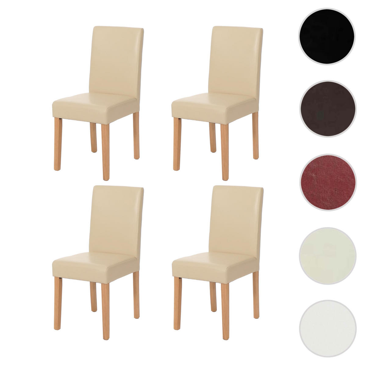 ESSZIMMERSTUHL 4er-Set klassisch und zeitlos 90x43x56cm Kunstleder Sitzhöhe 45cm Creme helle Beine - Beige, Kunststoff (43/90/56cm) - CHEFGASTRO