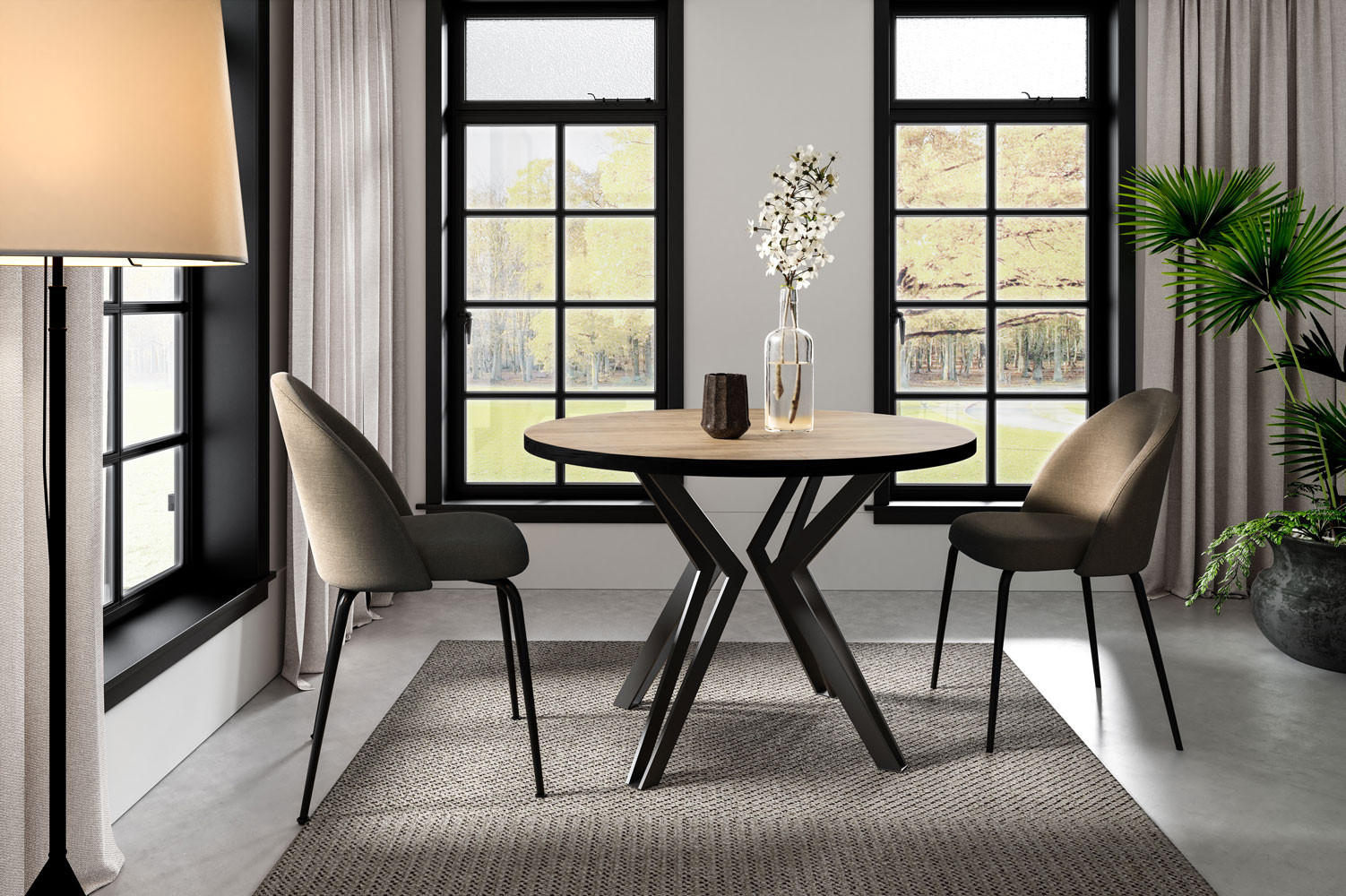 ESSTISCH Randi 120 Gold Craft Eiche / Schwarz 120/196 / 120 / 76cm - Eiche Bianco/Schwarz, Holz/Holzwerkstoff (120/120/76cm) - Feldmann-Wohnen