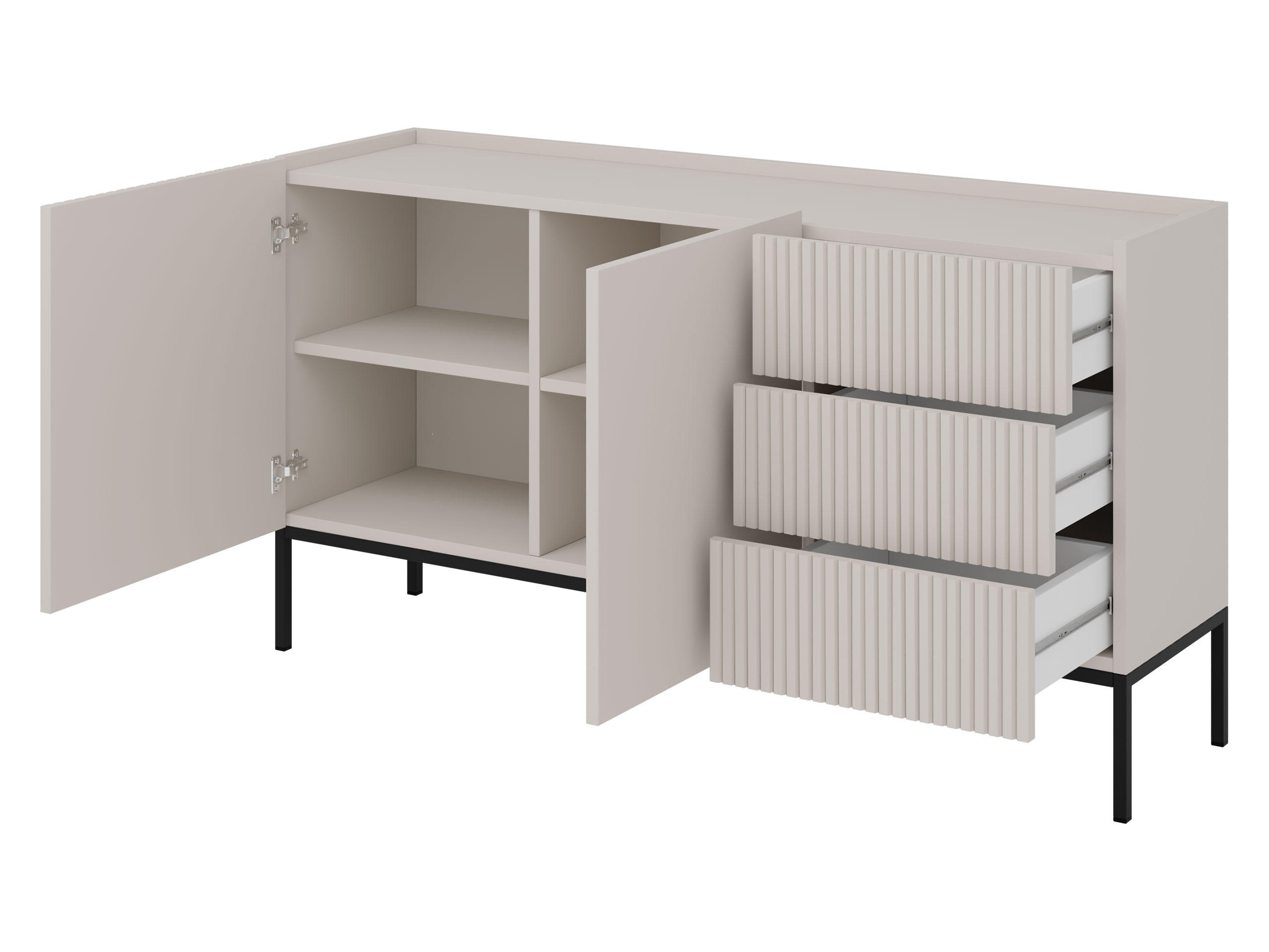 KOMMODE Como 150 2D3SZ - Schwarz/Eiche Artisan, Holzwerkstoff/Metall (150/80/42cm) - MIRJAN24