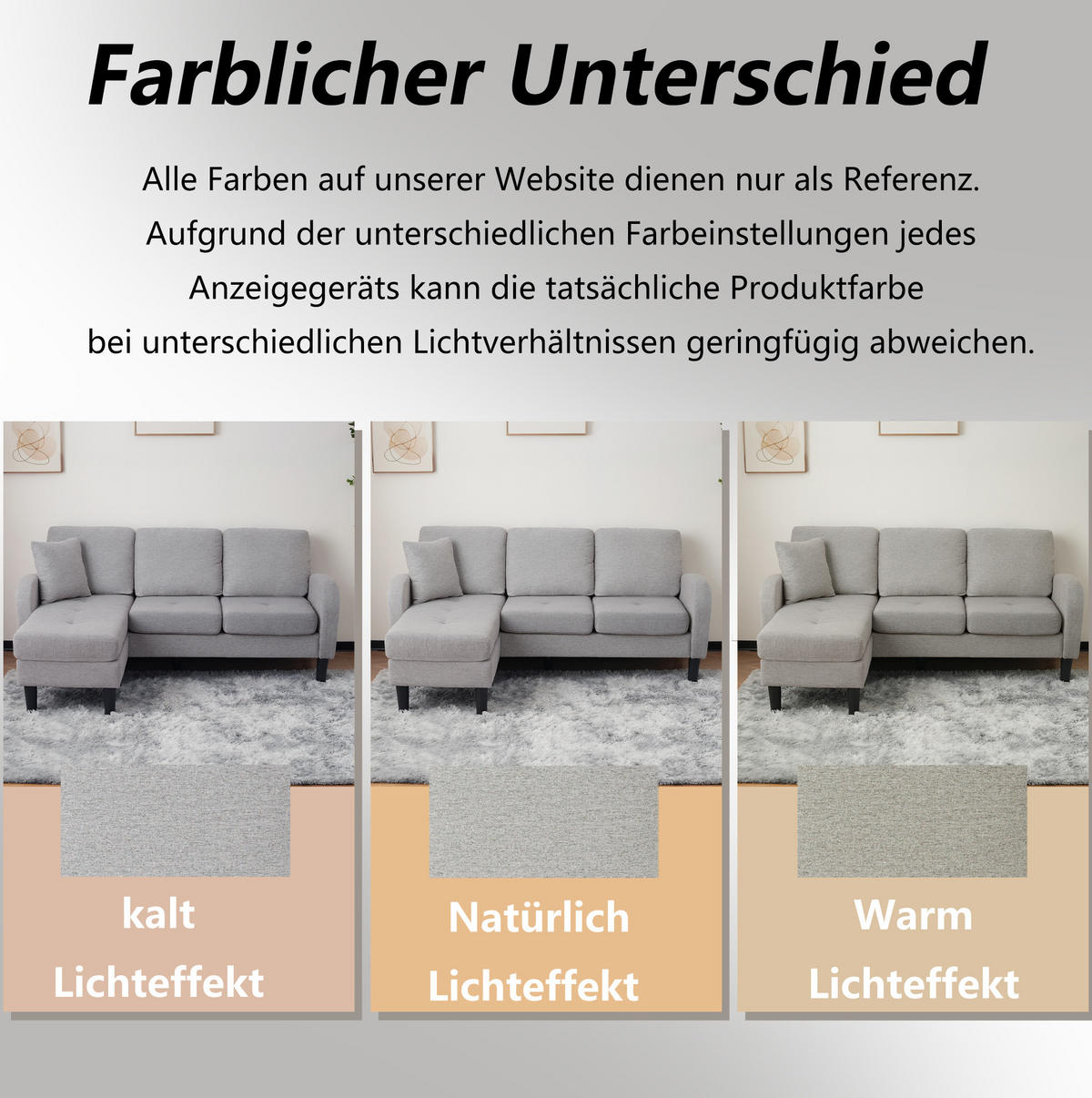ECKSOFA Baumwoll-Leinen Bezug modular mit Chaiselongue Grau 166/118/77 cm - Grau, Textil (166/118cm) - Redom
