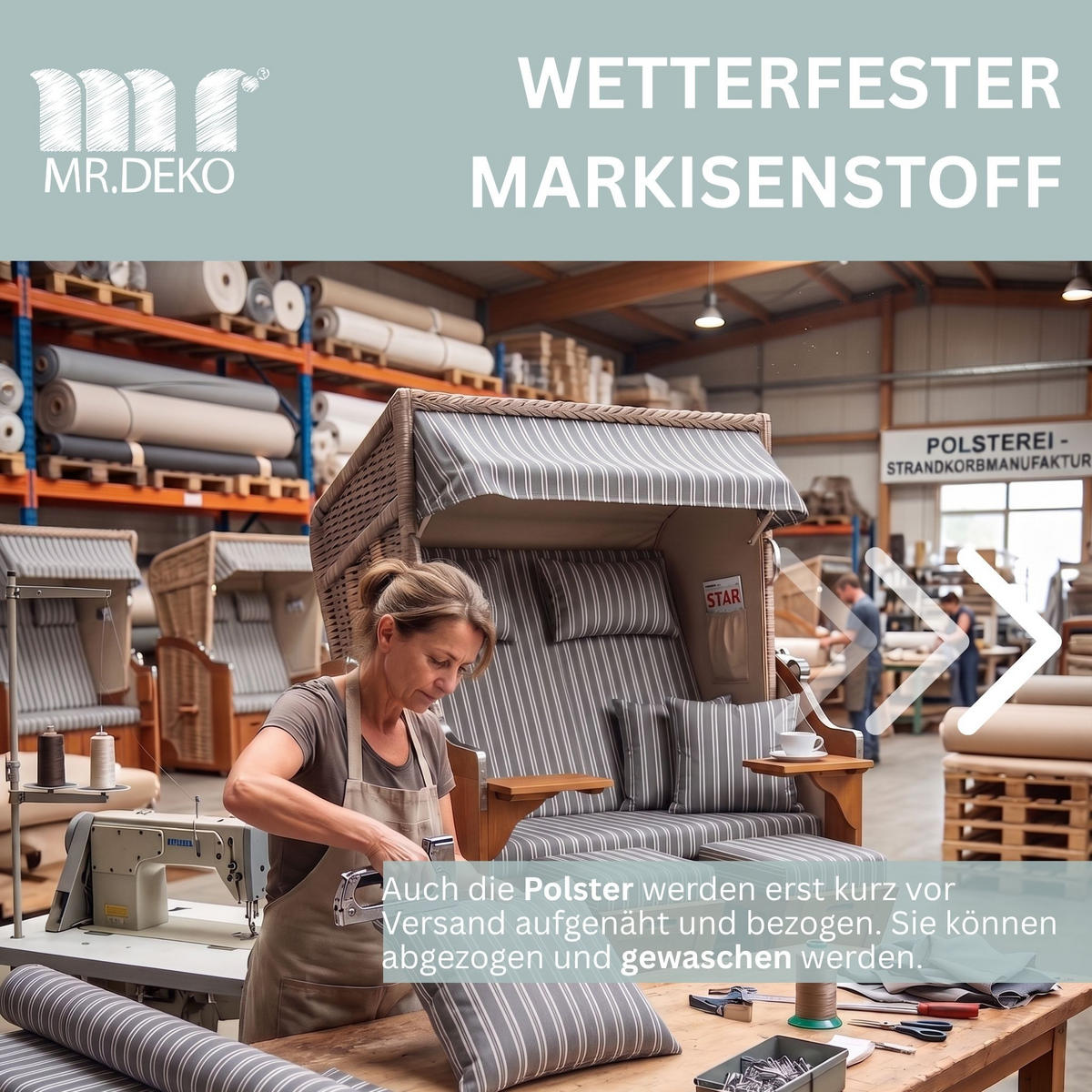 STRANDKORB Schleswig Pinie 2-Sitzer - Braun/Grau, Metall (120/160/80cm) - Mr. Deko