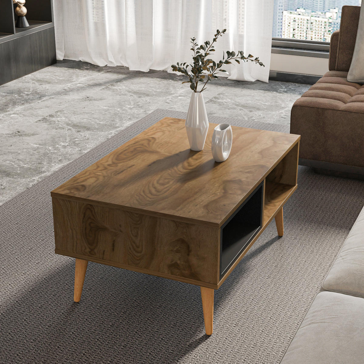 COUCHTISCH Oberon Oud Schwarz - Baltimorefarben, Holzwerkstoff (60/90/43cm) - Decorotika