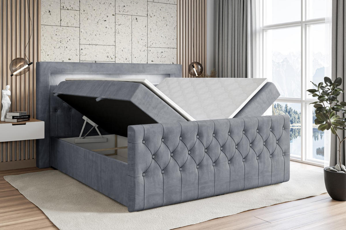 BOXBETT AURORA - 120x200 - H4 - Grau - Grau, Holzwerkstoff (120/200cm) - ALTDECOR