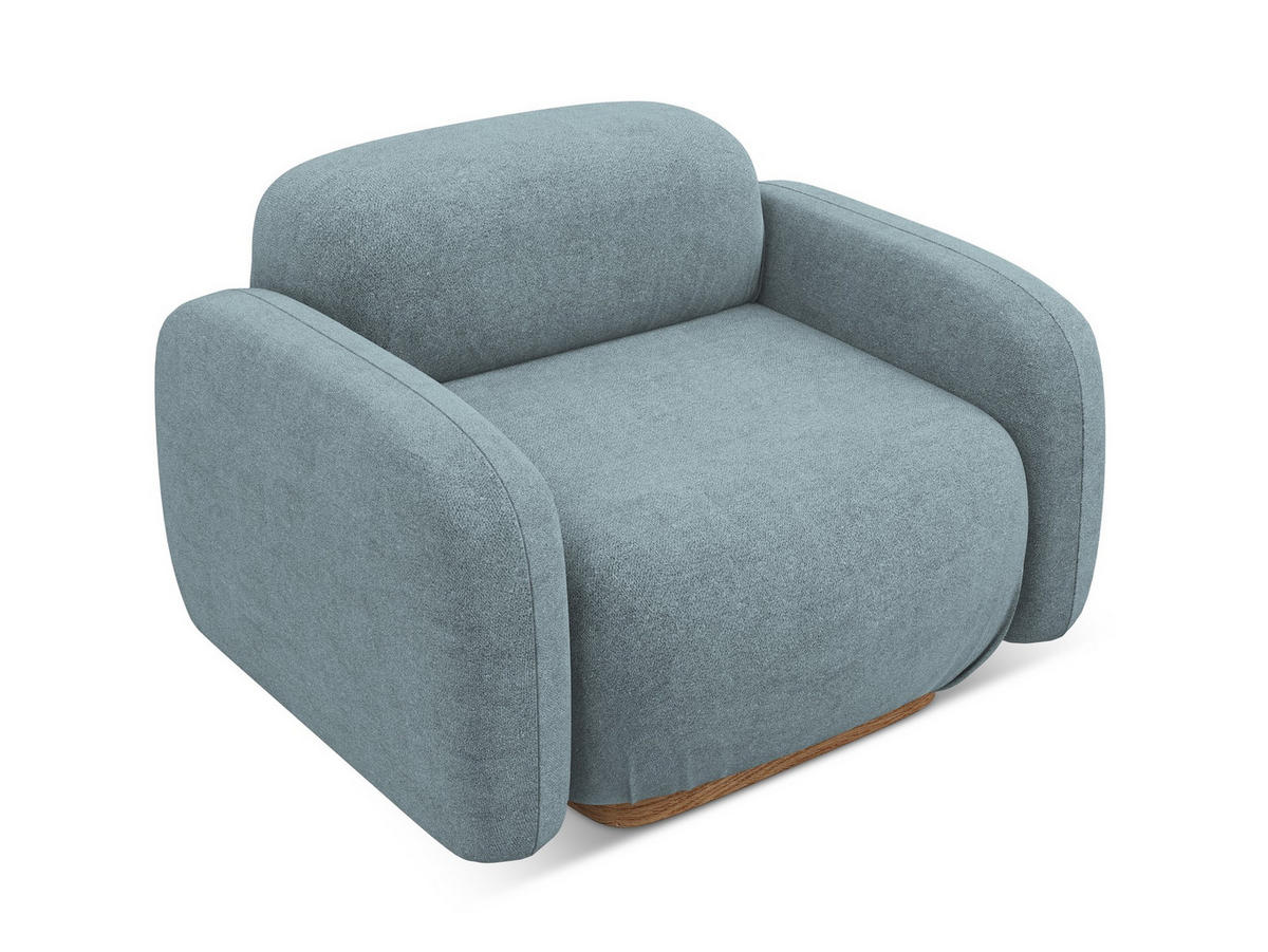 SESSEL Bouclé Stoff Blau - Blau/Blaugrau, Holz/Textil (110/73/95cm) - Makamii