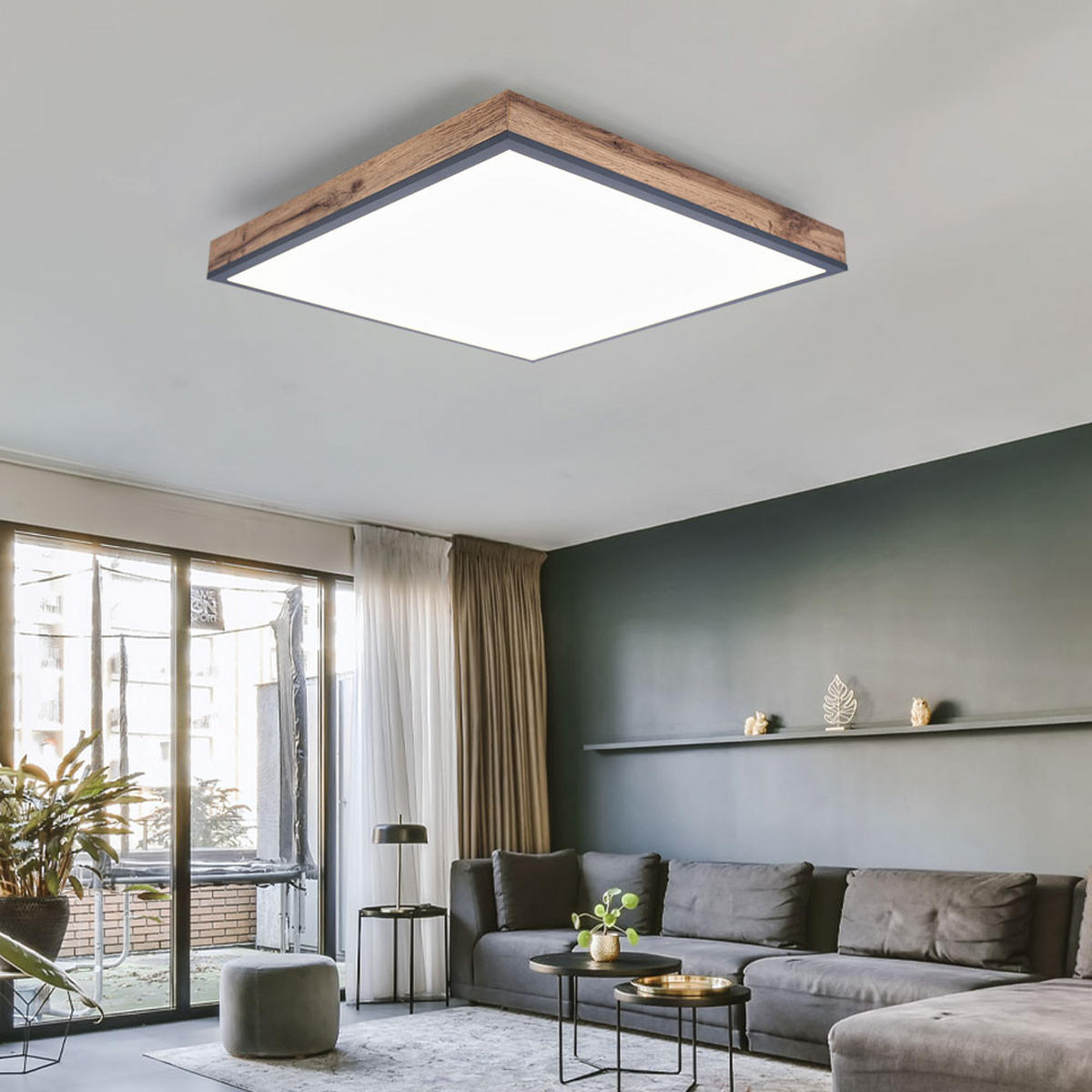 LED DECKENLEUCHTE DORO Braun opal - Braun, Metall (59/59/6.5cm) - Globo Lighting