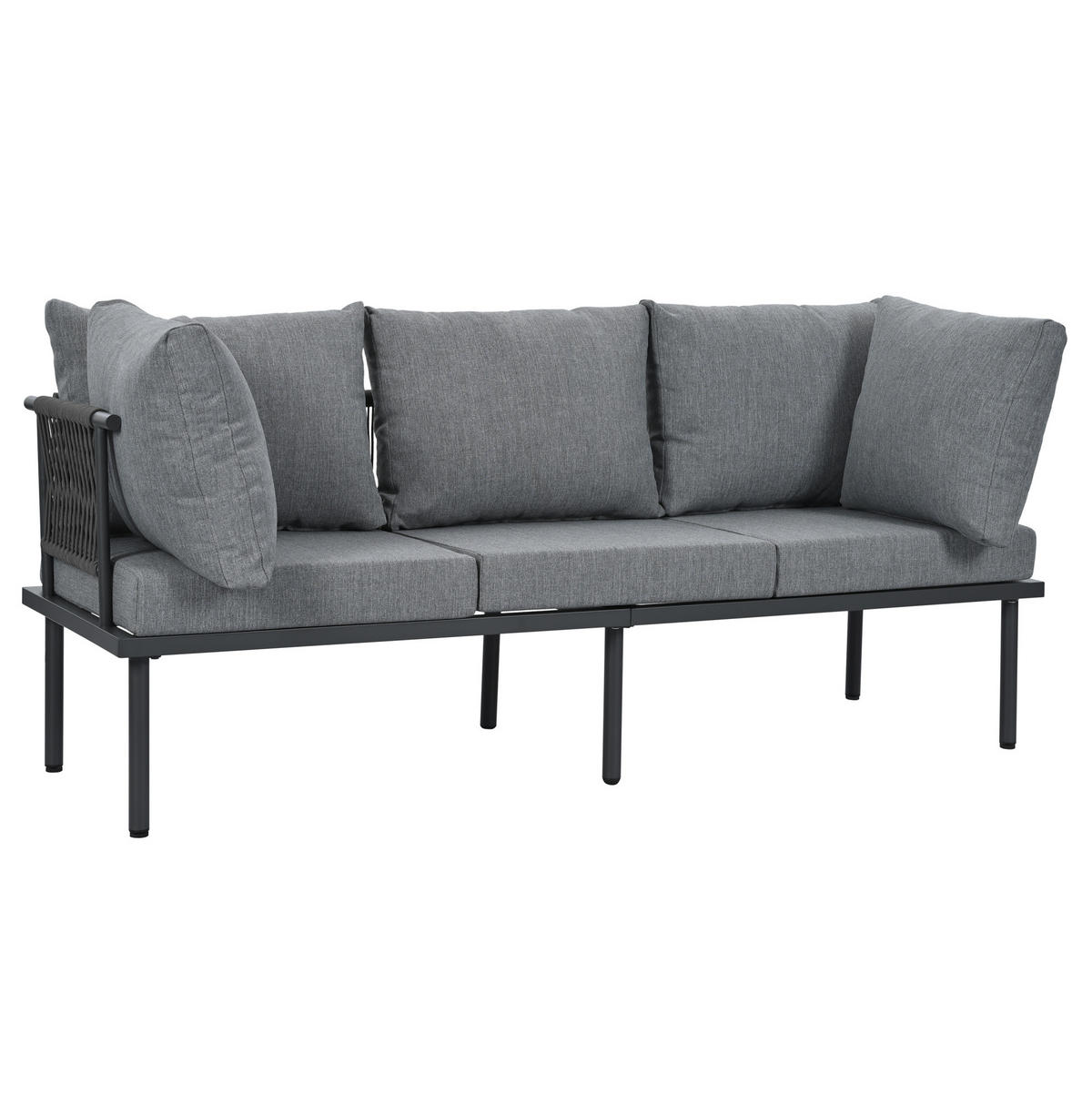 GARTENMÖBEL 173x60x66cm grau aus Olefin und verzinktem Stahl mit Sofaset - Grau, Metall - Modfu