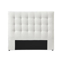 POLSTER-BETTKOPFTEIL - 140 cm - Bouclé-Stoff - Weiß - FRANCESCO - Weiß, Textil (144/125/9.5cm) - Vente-Unique