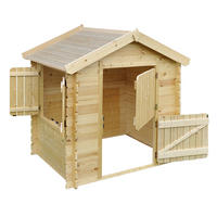 KINDERSPIELHAUS aus Holz - B112xL146xH143 cm/1.1m2 - M516-1 - Beige, Holz (146/143/112cm) - Timbela