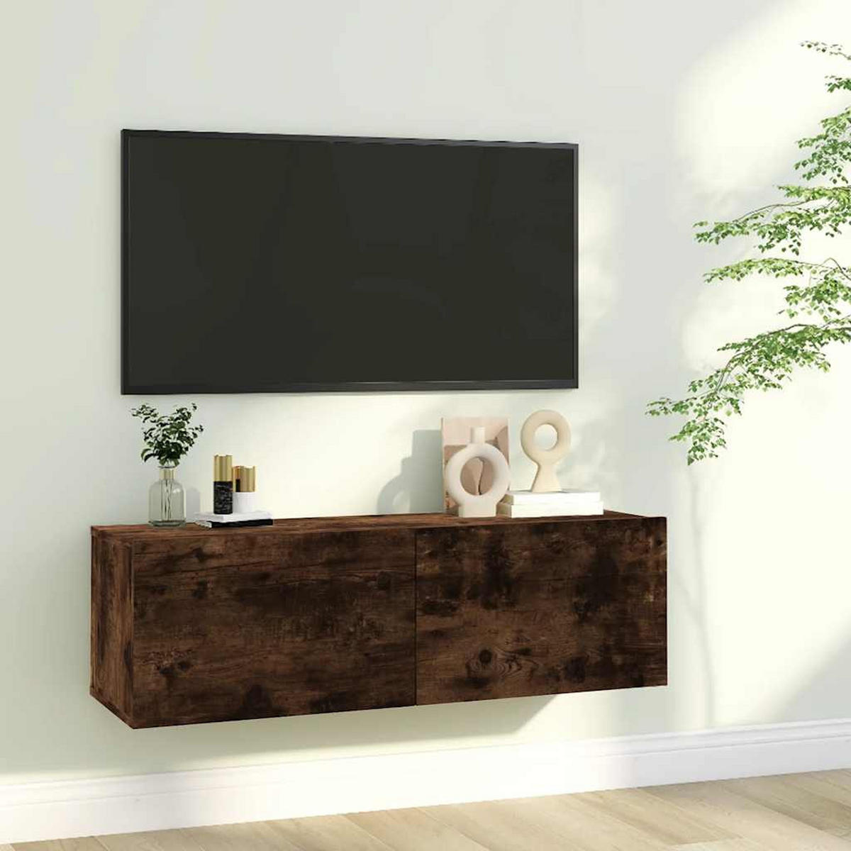 TV-WANDSCHRANK Räuchereiche 100x30x30 cm Holzwerkstoff - Braun, Holzwerkstoff (100/30/30cm)