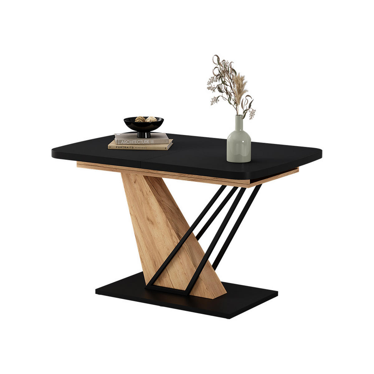 JÍDELNÍ STŮL Fenaro Černý/zlatý dub - medově dubová/černá, kompozitní dřevo (80/120/77.4cm) - Vicco