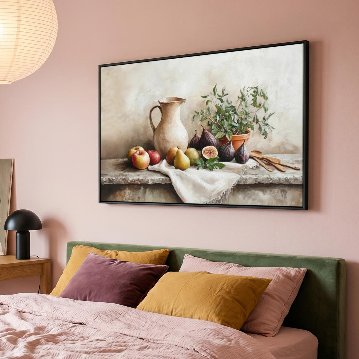 LEINWAND Bilder mit Rahmen - Obst - Kräuter - Ländlich - 150x100 - Naturfarben, Textil (150/100cm) - MuchoWow