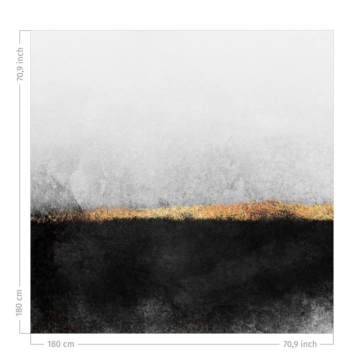 DUSCHVORHANG Abstrakter Goldener Horizont Schwarz Weiß 180/180 cm - Schwarz, Textil (180/180cm) - Bilderwelten