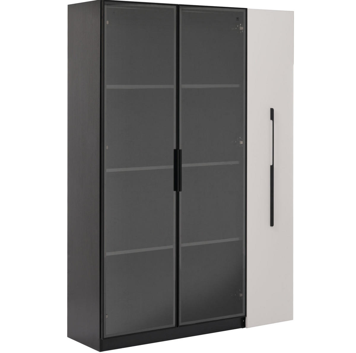 VITRINA 110,5/35/160 cm crna/bijela od MDF-a i stakla s LED rasvjetom i bočnim izvlačenjem - crna, drvni materijal (110.5/160/35cm) - OKWISH