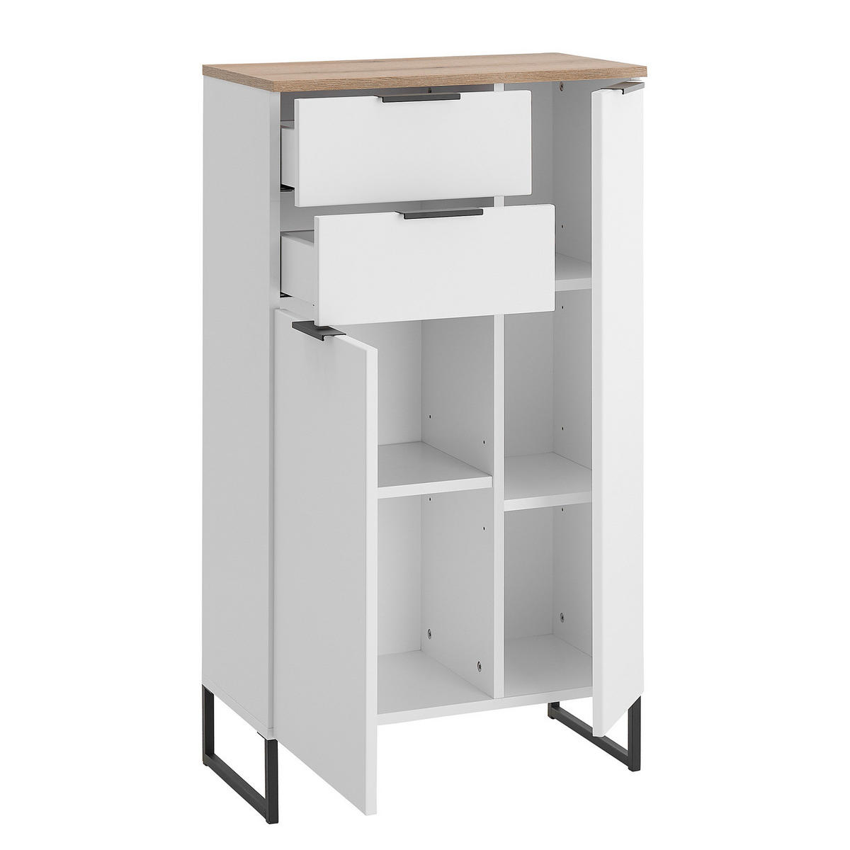 MIDISCHRANK mit 2 Schubladen - Weiß, Holzwerkstoff (60/106/32cm) - home24