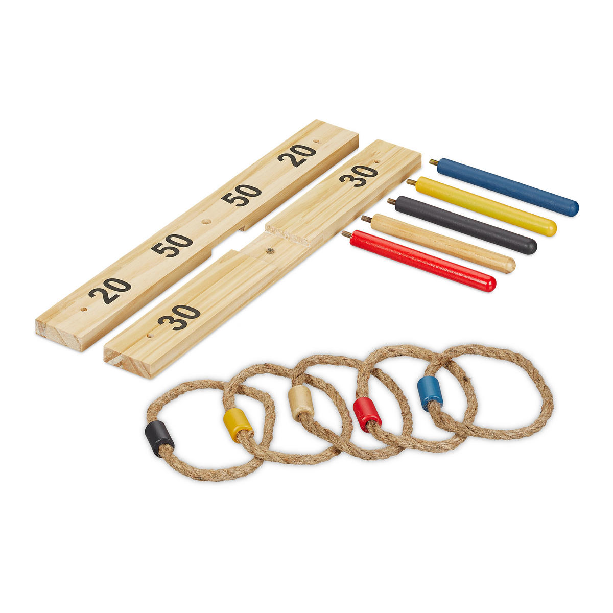 HÁDZANIE krúžkov - svetlohnedá, drevo/textil (41/41cm) - Relaxdays