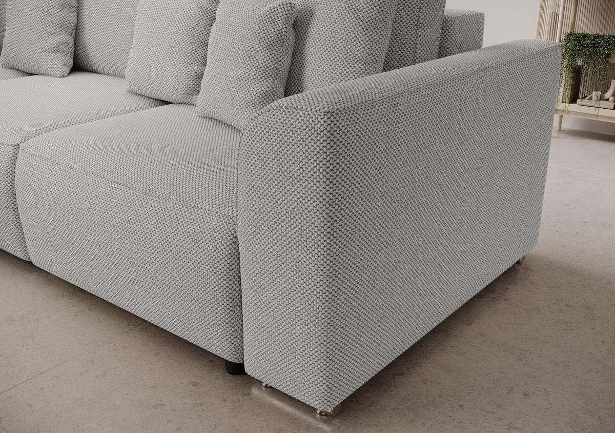 ECKSOFA GUSTO L Curio 80 Links mit Schlaffunktion - Grau, Textil (279/193cm) - Bedante