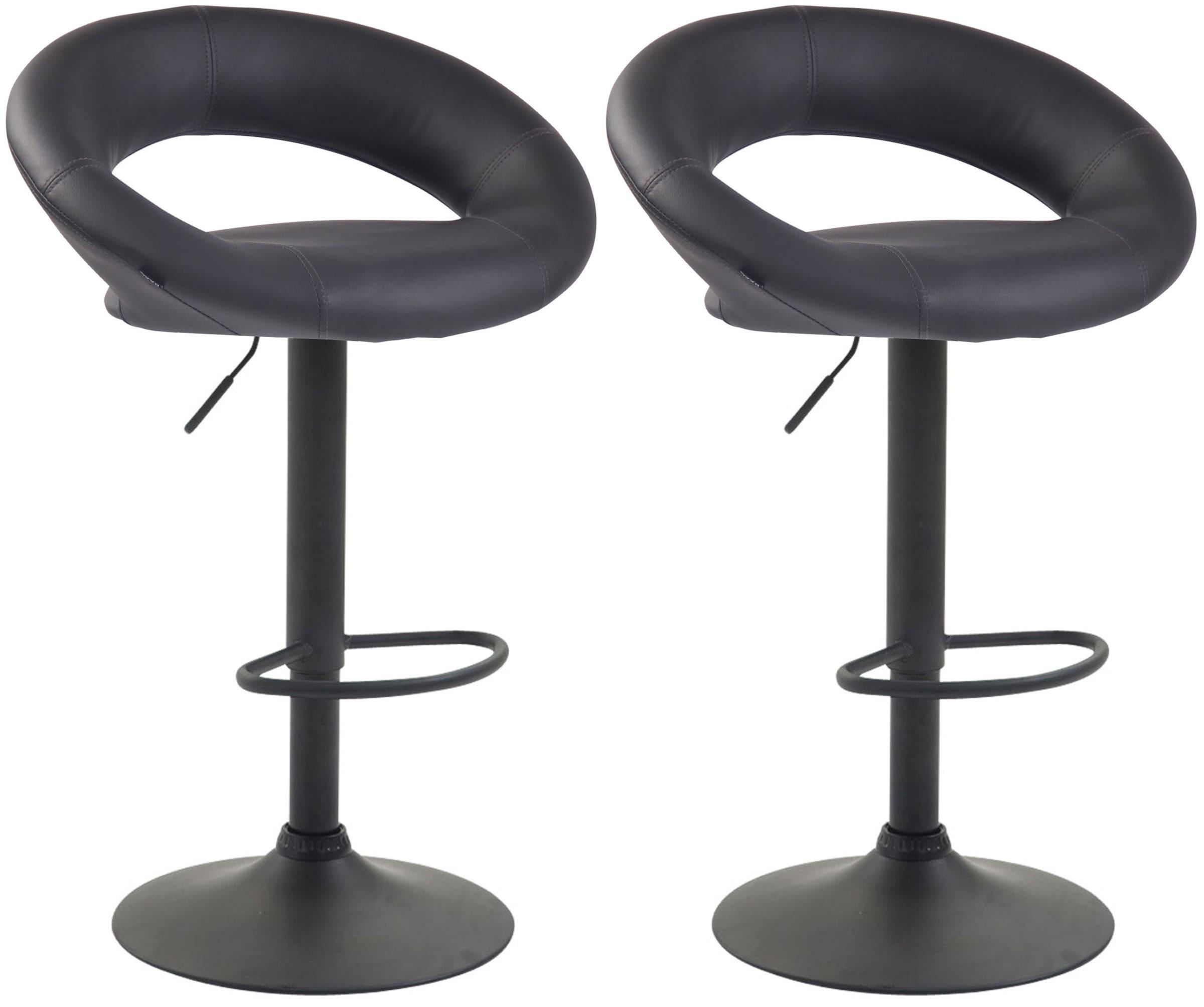 BARHOCKER 2er Set Lederlook grau - Schwarz/Grau, Textil/Metall (53/80/47cm) - CLP