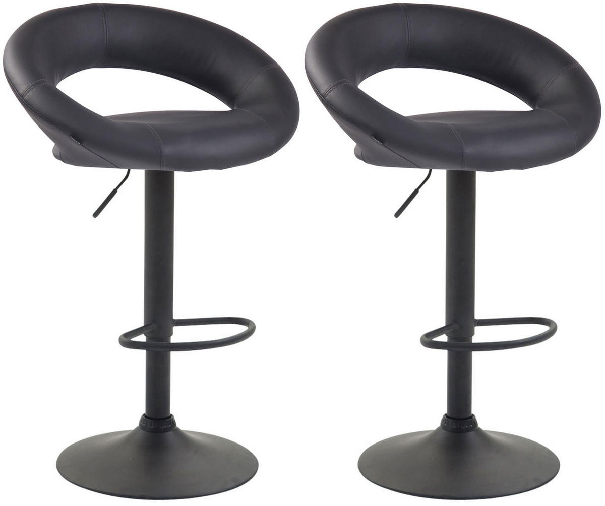 BARHOCKER 2er Set Lederlook grau - Schwarz/Grau, Textil/Metall (53/80/47cm) - CLP