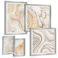 BILDER SET 5er Set - 50x50 cm & 20x30 cm & 40x60 cm Silberner Rahmen - Landschaften Natur Felder Sonne - Silberfarben, Kunststoff (40/60cm) - TULUP